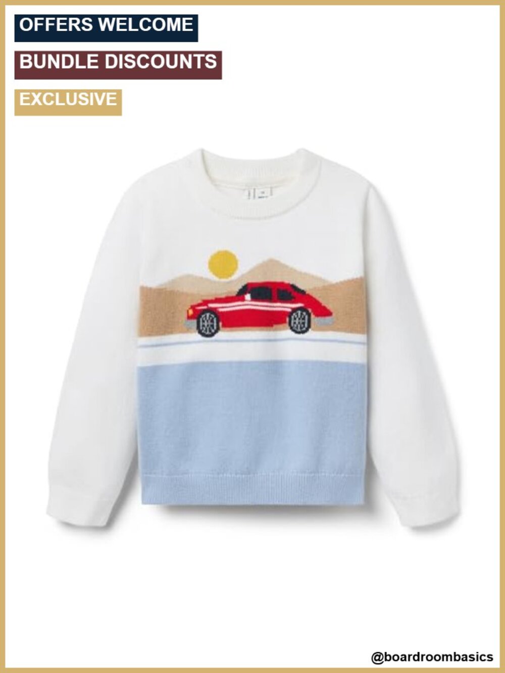 Baby Boys Race Car Sweater Pullover Long Sleeve Ribbed Toddler